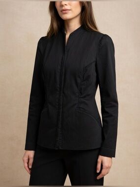 Vintage Bebe jacket Zip-up Black Blazer Y2K 90s Sz S Ruched Hard To Find #F USA